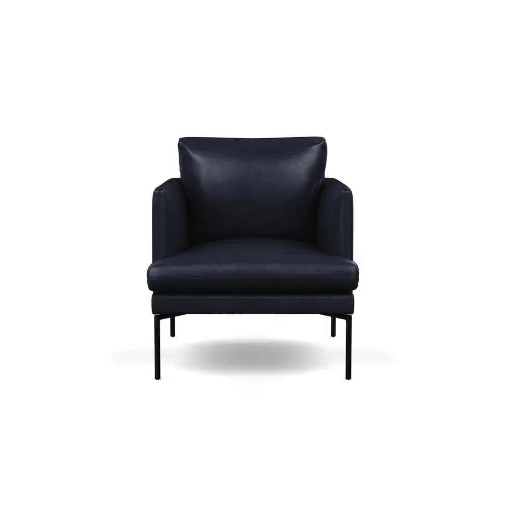 Armchair with Pleated Detail - Black, Leather