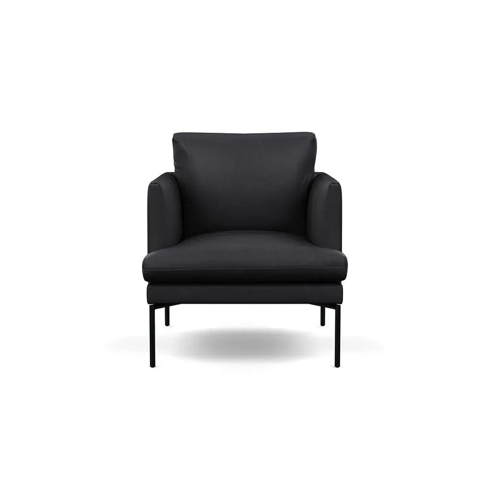 Armchair with Pleated Detail - Black, Leather