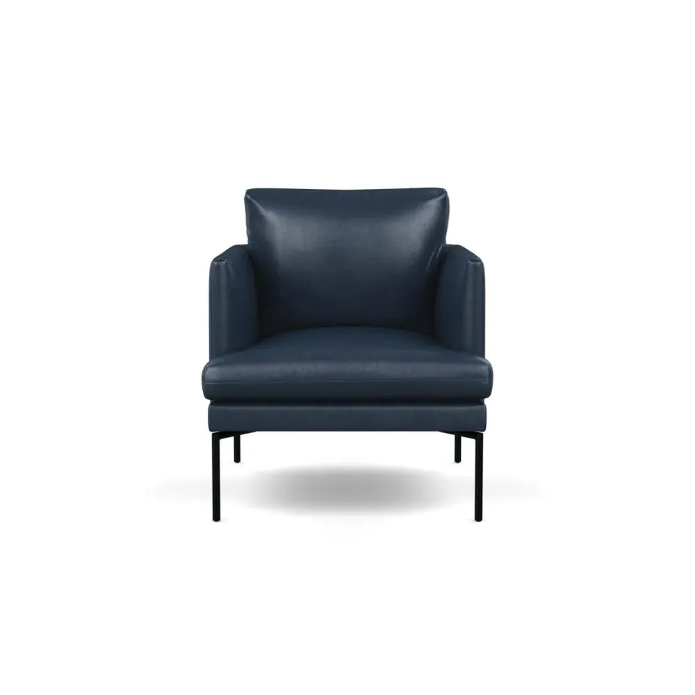 Armchair with Pleated Detail - Blue, Leather