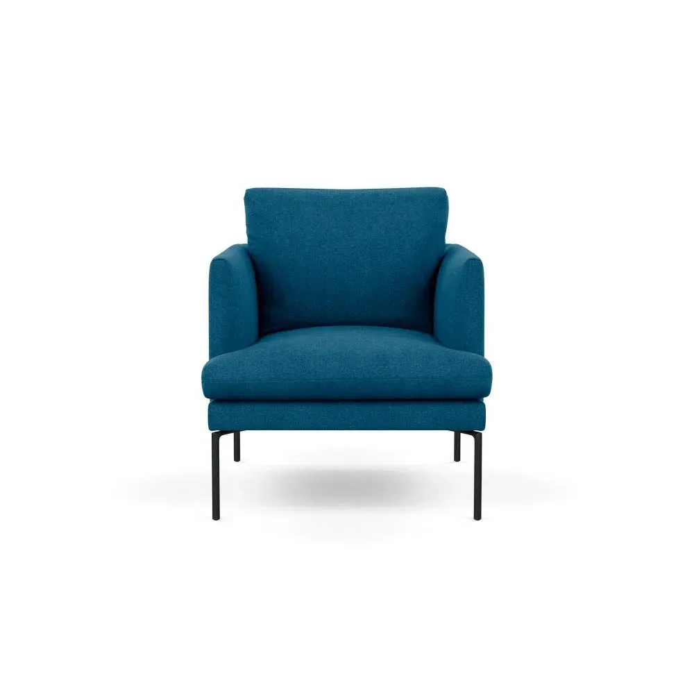 Armchair with Pleated Detail - Blue, Wool