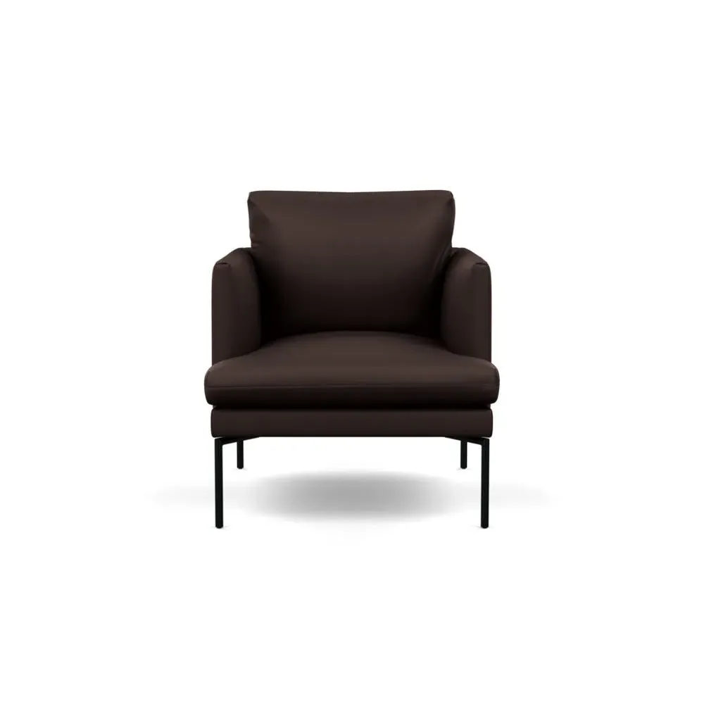 Armchair with Pleated Detail - Brown, Leather