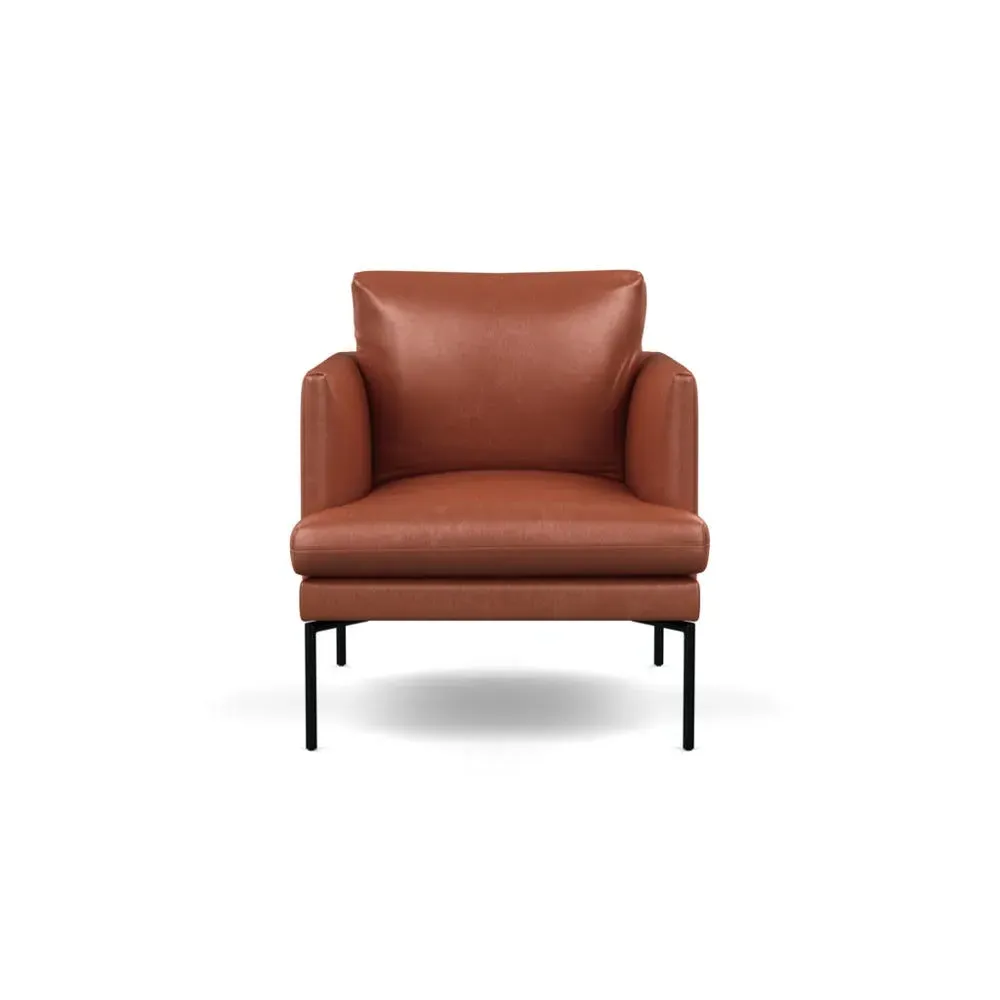 Armchair with Pleated Detail - Brown, Leather