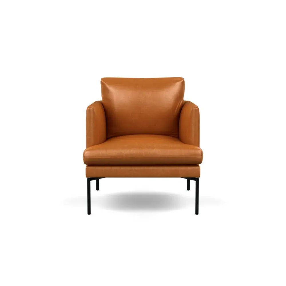 Armchair with Pleated Detail - Brown, Leather