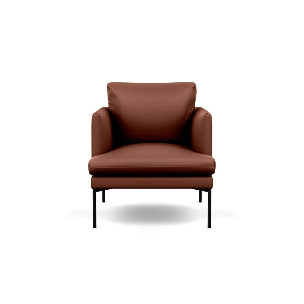 Armchair with Pleated Detail - Brown, Leather