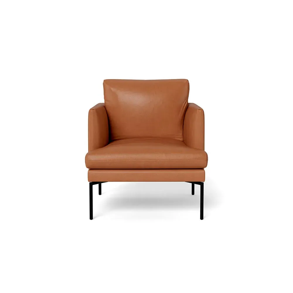 Armchair with Pleated Detail - Brown, Leather