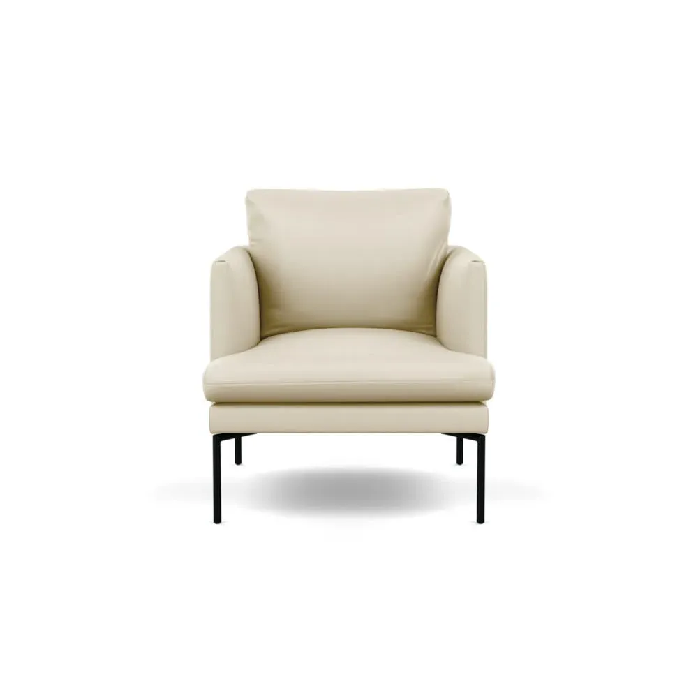 Armchair with Pleated Detail - Cream, Leather