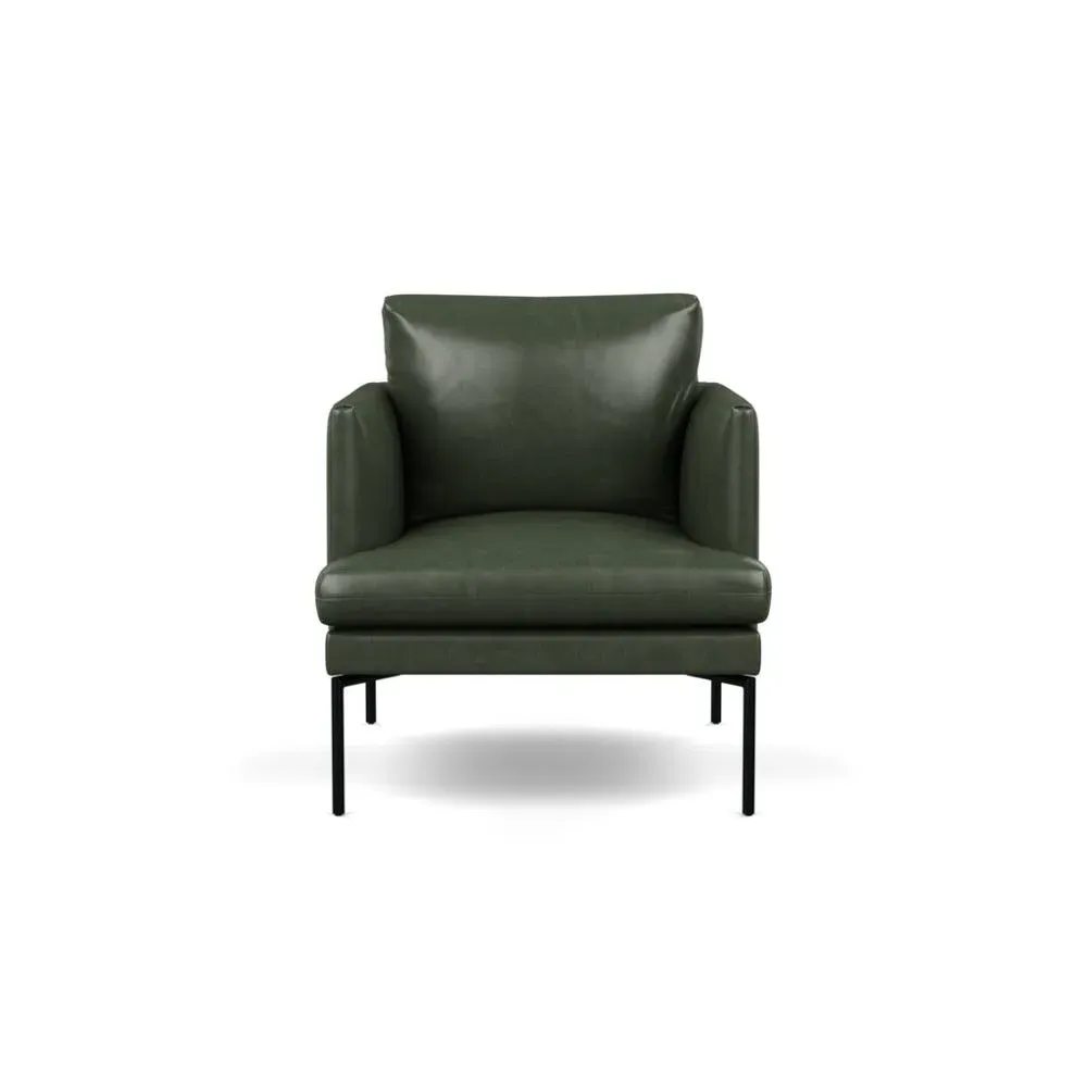 Armchair with Pleated Detail - Green, Leather