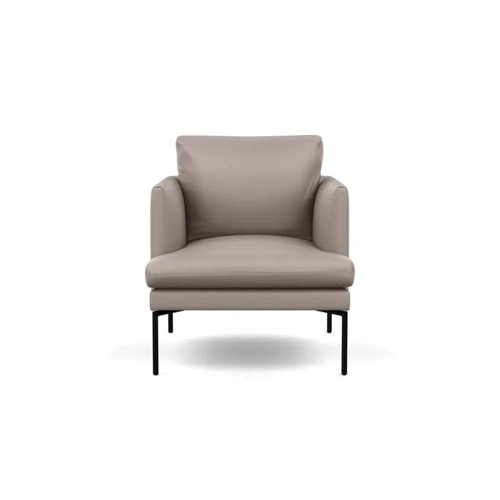 Armchair with Pleated Detail - Grey, Leather