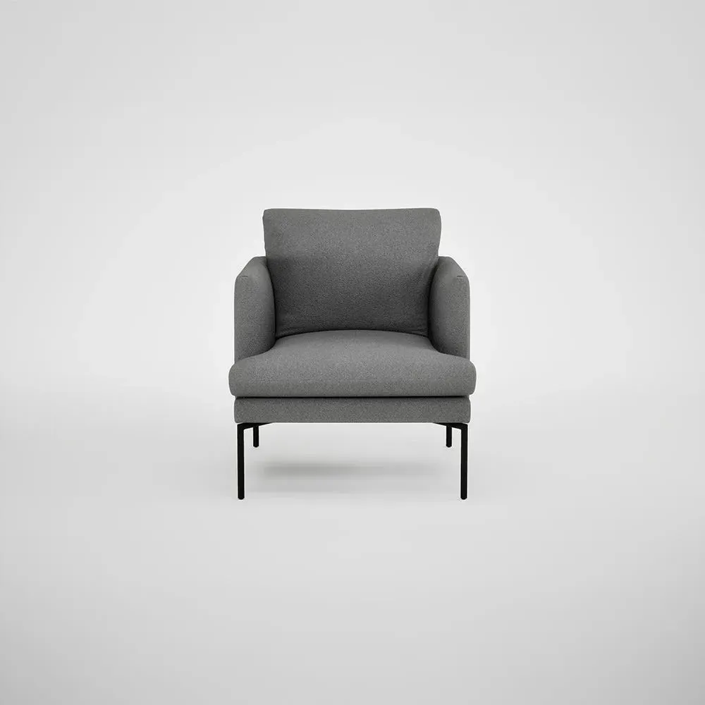 Armchair with Pleated Detail - Grey, Wool
