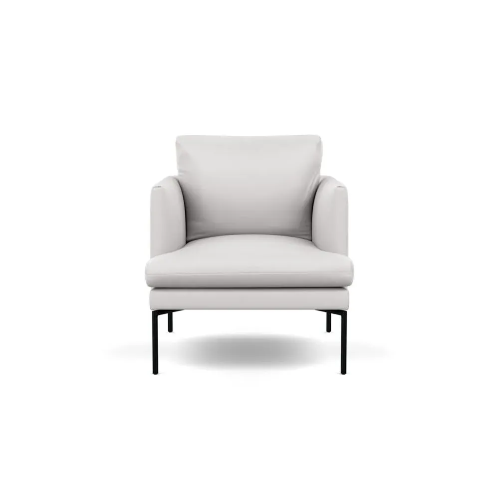 Armchair with Pleated Detail - White, Leather