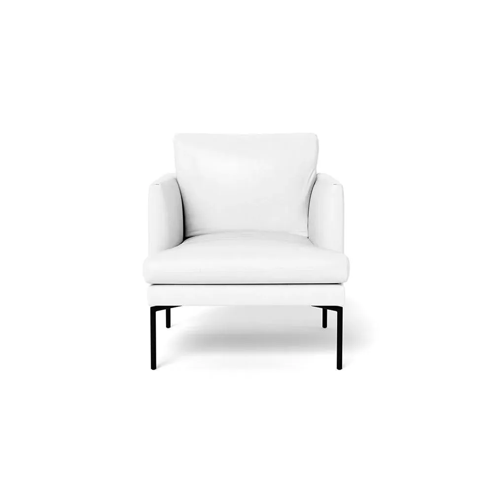 Armchair with Pleated Detail - White, Leather