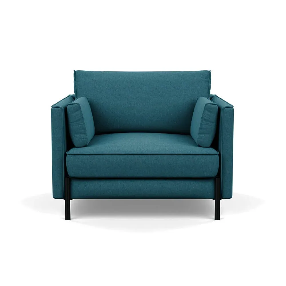 Armchair with Steel Legs - Blue, Brushed Cotton image
