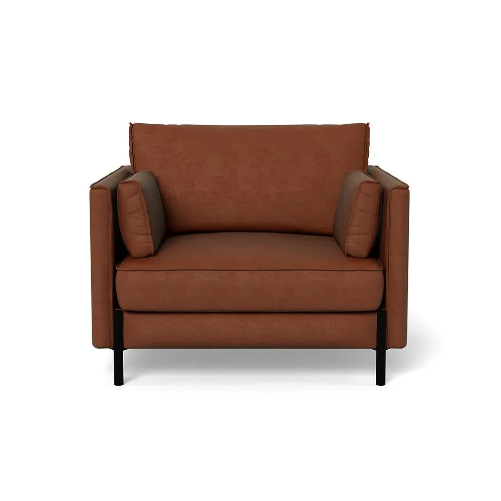 Armchair with Steel Legs - Brown, Smart Luxe Velvet