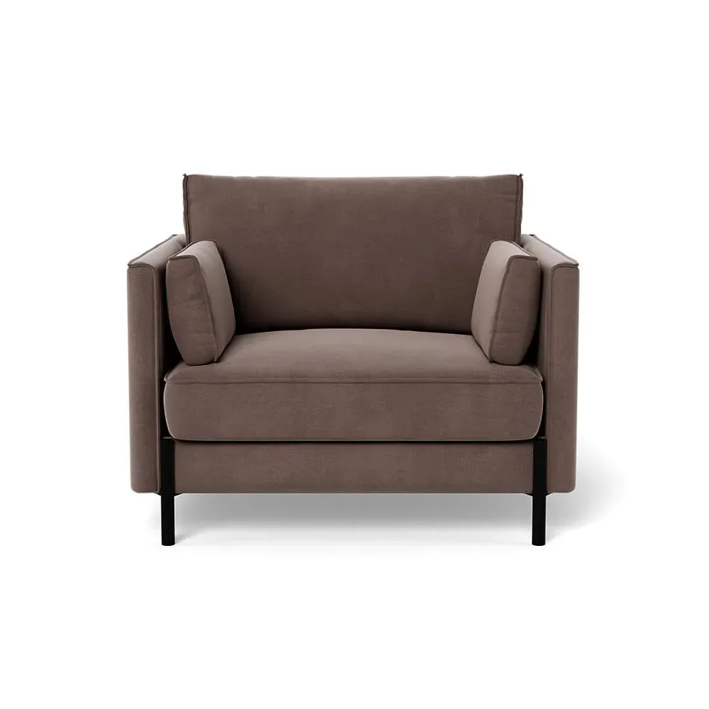 Armchair with Steel Legs - Brown, Smart Velvet