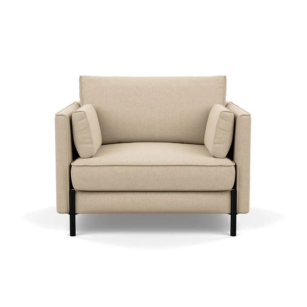 Armchair with Steel Legs - Cream, Brushed Cotton