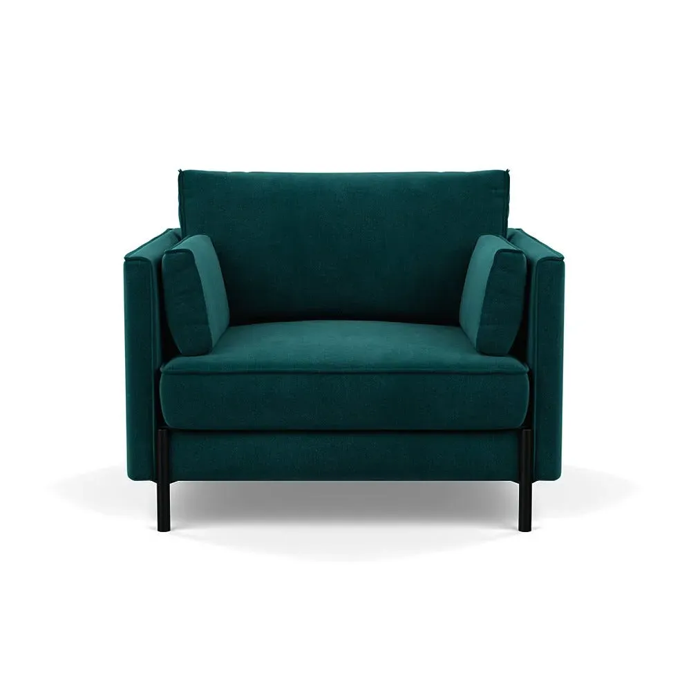 Armchair with Steel Legs - Green, Luxe Velvet