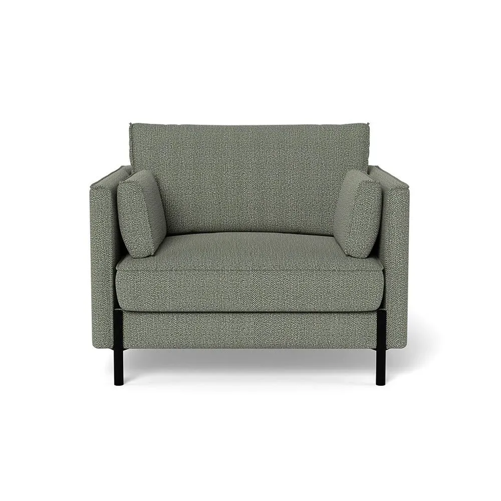 Armchair with Steel Legs - Grey, Boucle Tweed