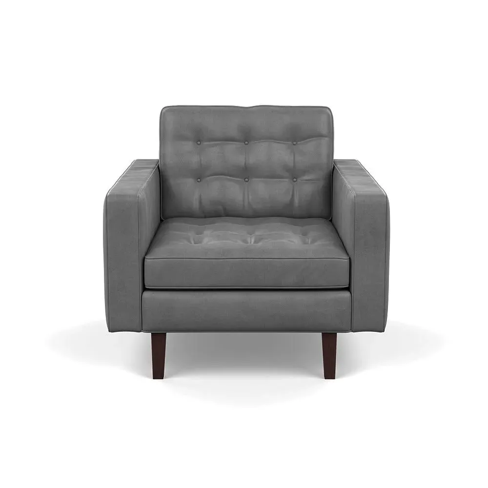 Armchair with Steel Legs - Grey, Leather image
