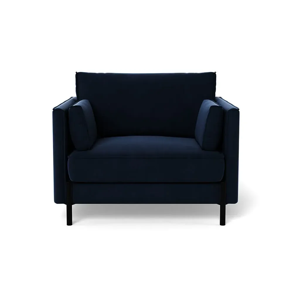 Armchair with Steel Legs - Grey, Smart Velvet
