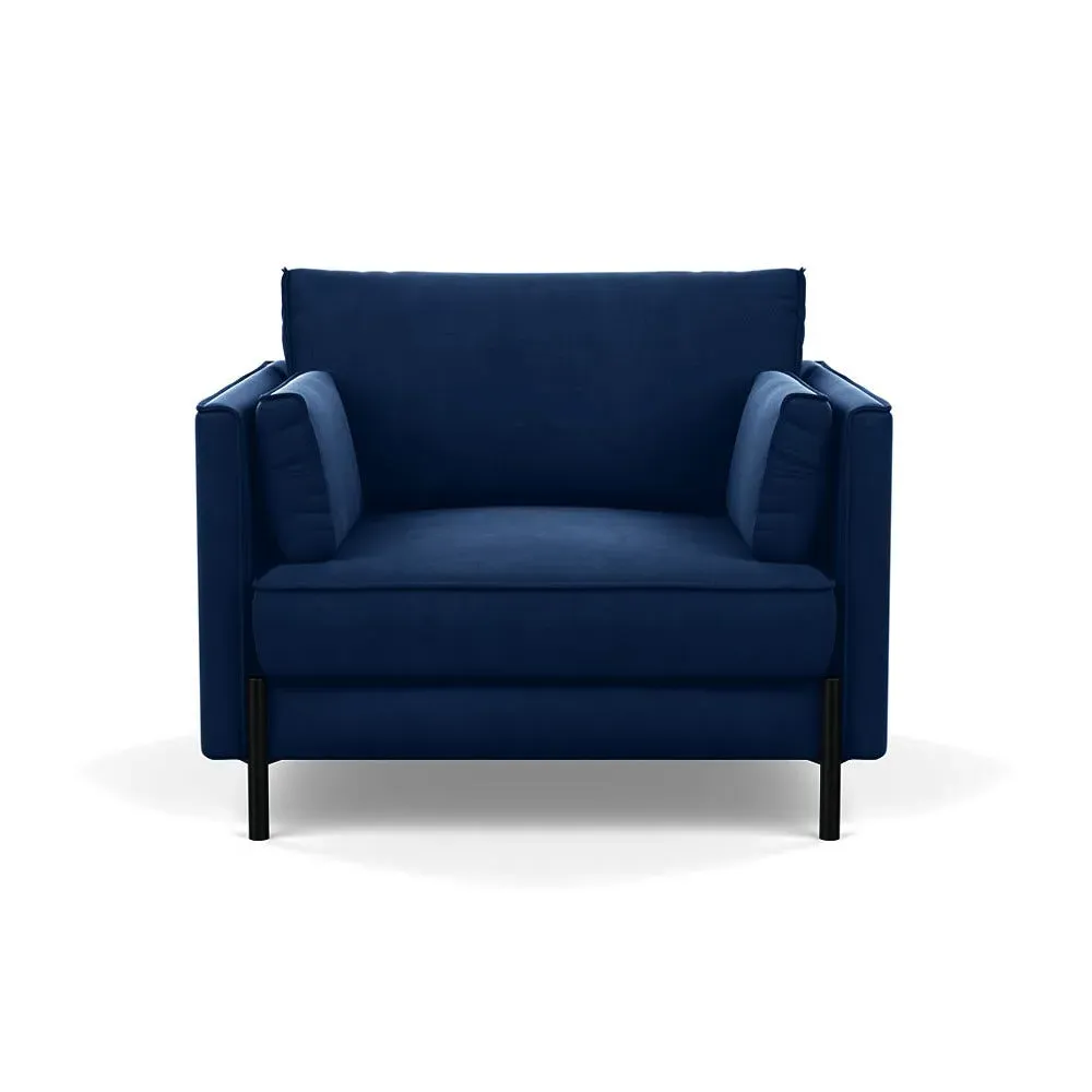 Armchair with Steel Legs - Midnight, Velvet