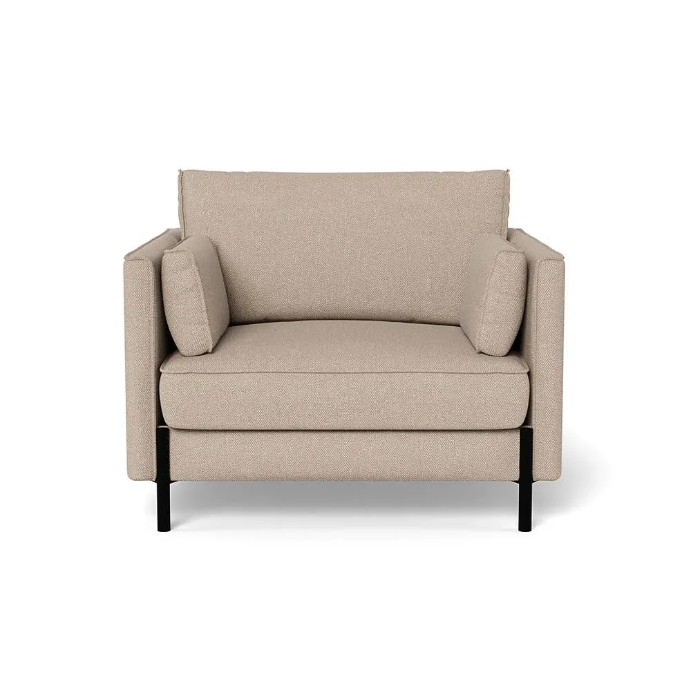 Armchair with Steel Legs - Natural, Boucle Tweed