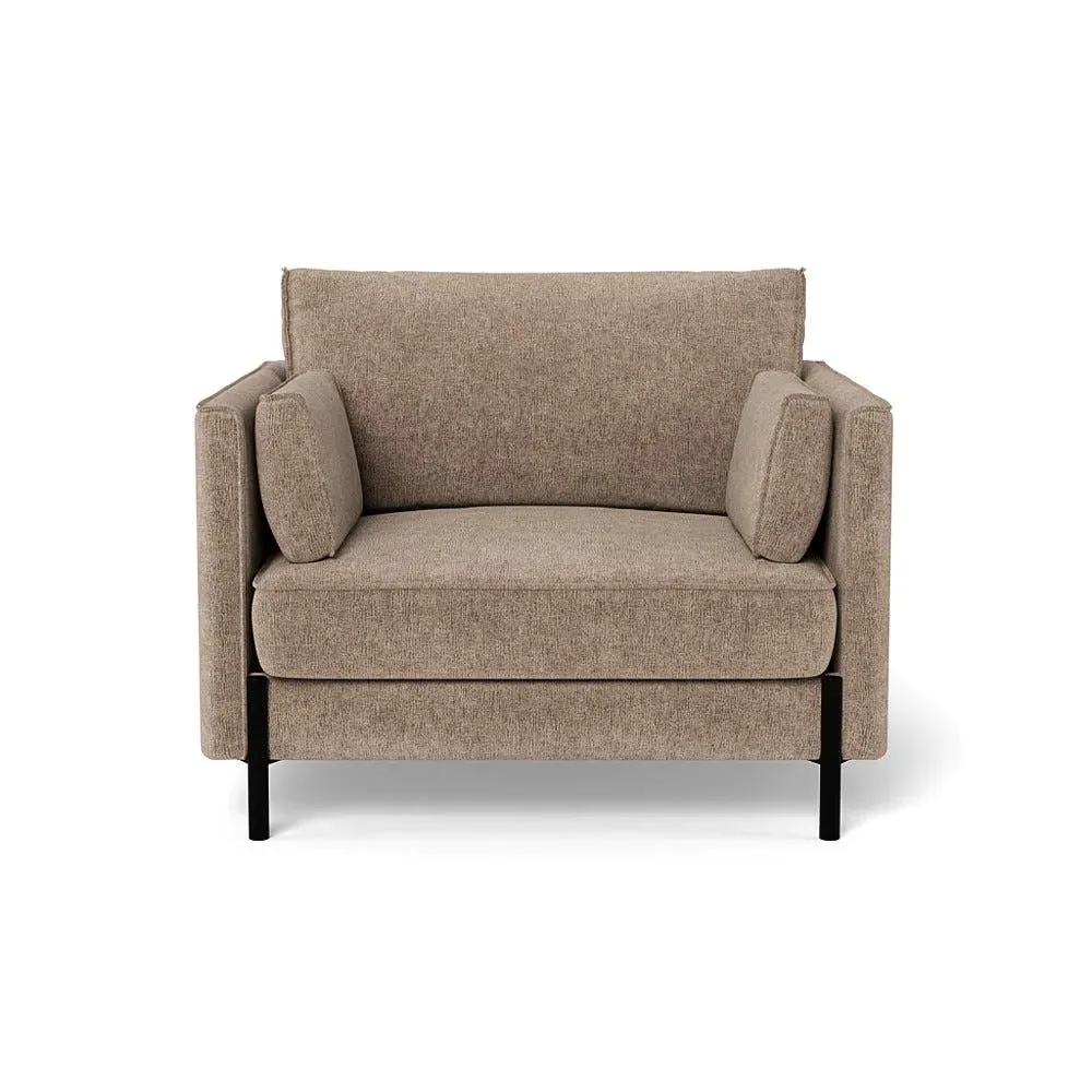 Armchair with Steel Legs - Natural, Boucle Velvet