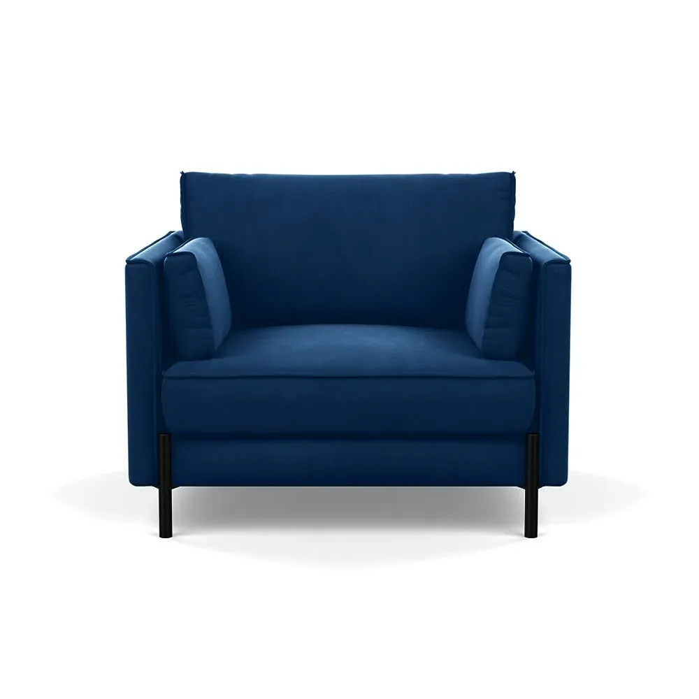 Armchair with Steel Legs - Petrol, Velvet