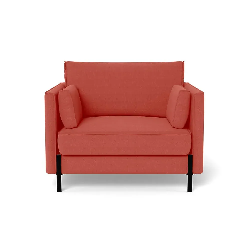 Armchair with Steel Legs - Red, Linen