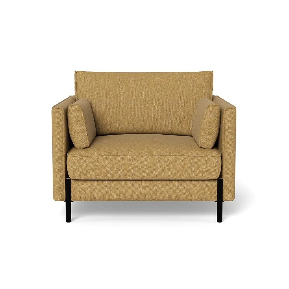 Armchair with Steel Legs - Yellow, Boucle Tweed