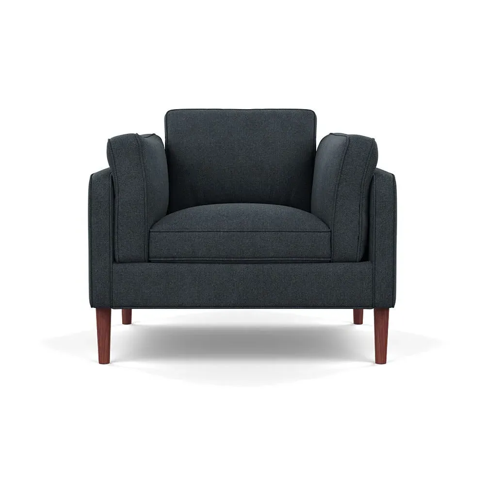 Armchair with Walnut Feet - Grey, Wool