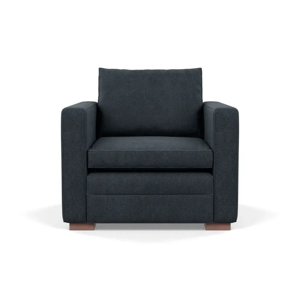 Armchair with Walnut Feet - Grey, Wool image