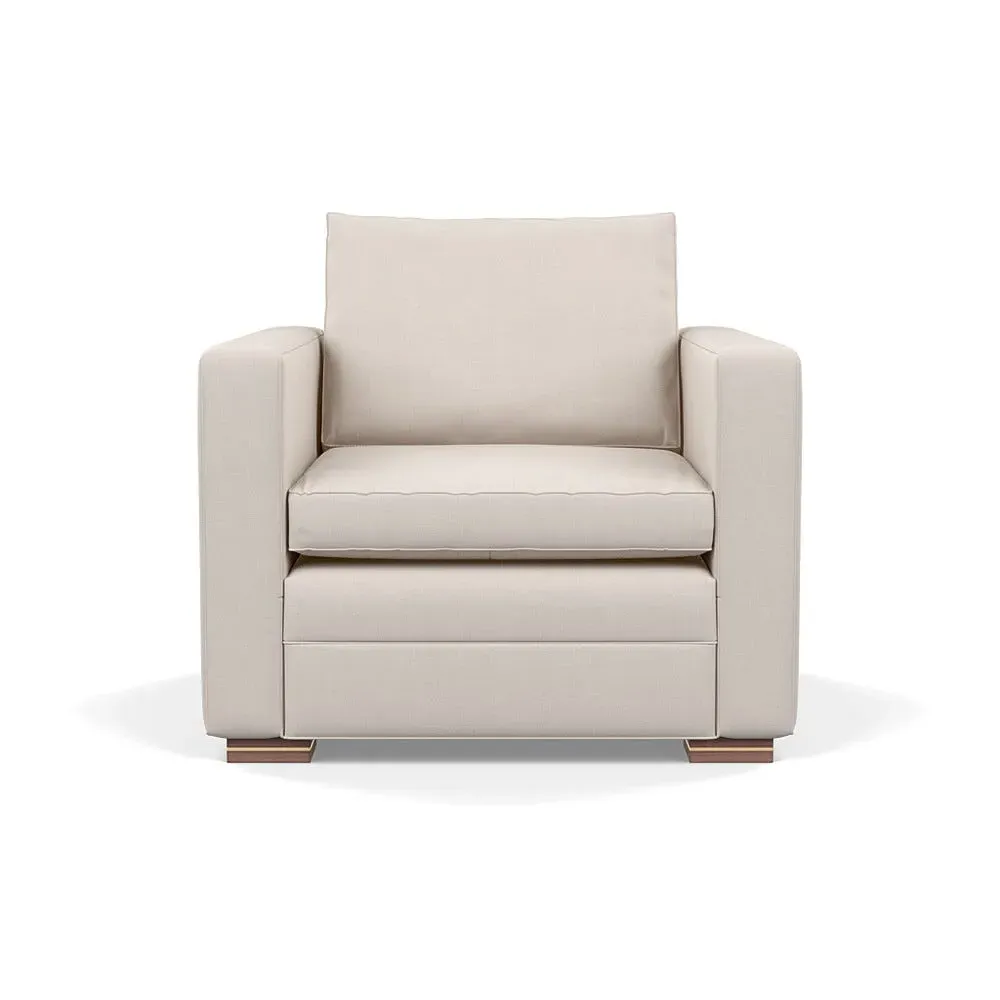 Armchair with Walnut Legs - Cream, Cotton