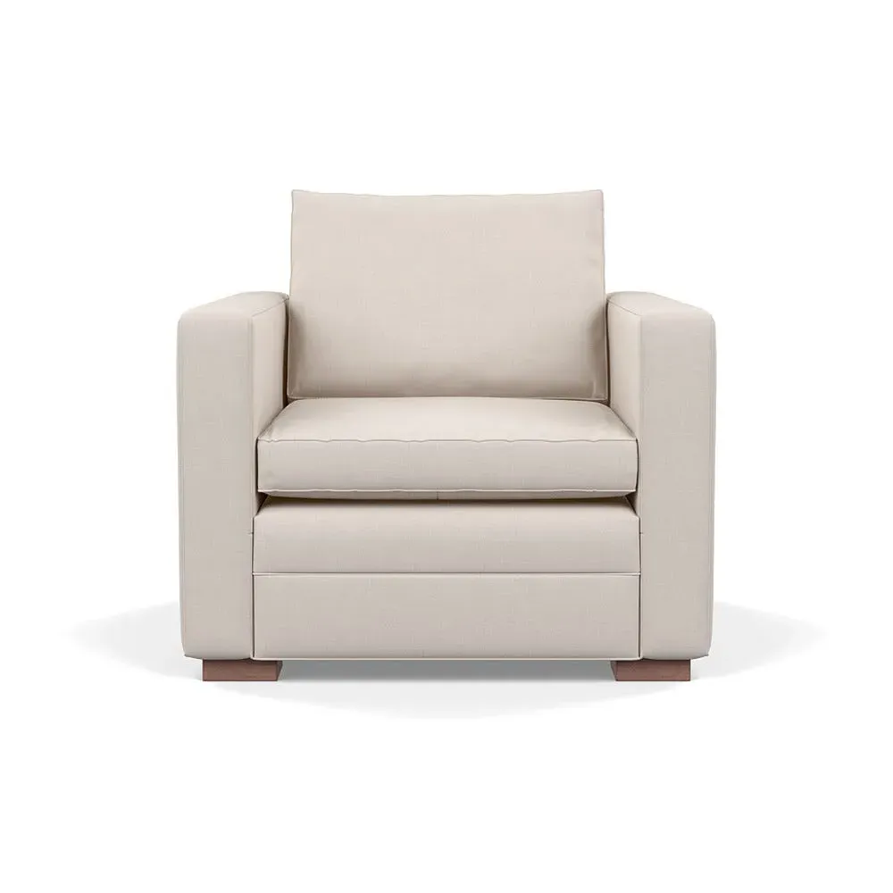 Armchair with Walnut Legs - Cream, Cotton