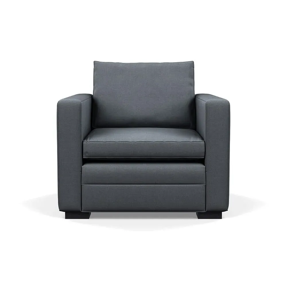 Armchair with Walnut Legs - Grey, Cotton