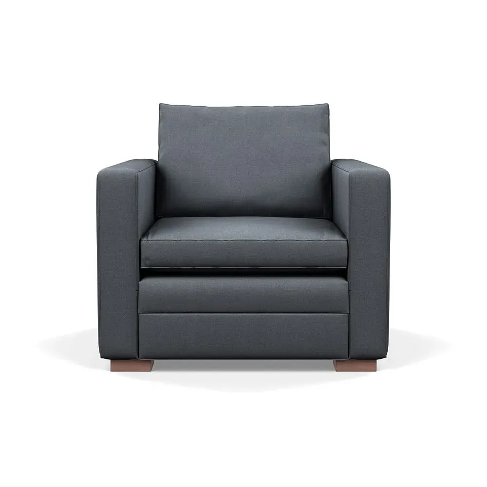 Armchair with Walnut Legs - Grey, Cotton