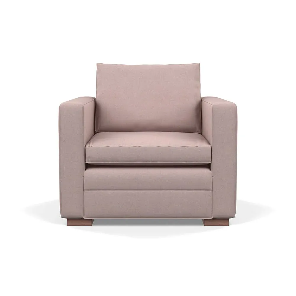 Armchair with Walnut Legs - Pink, Cotton