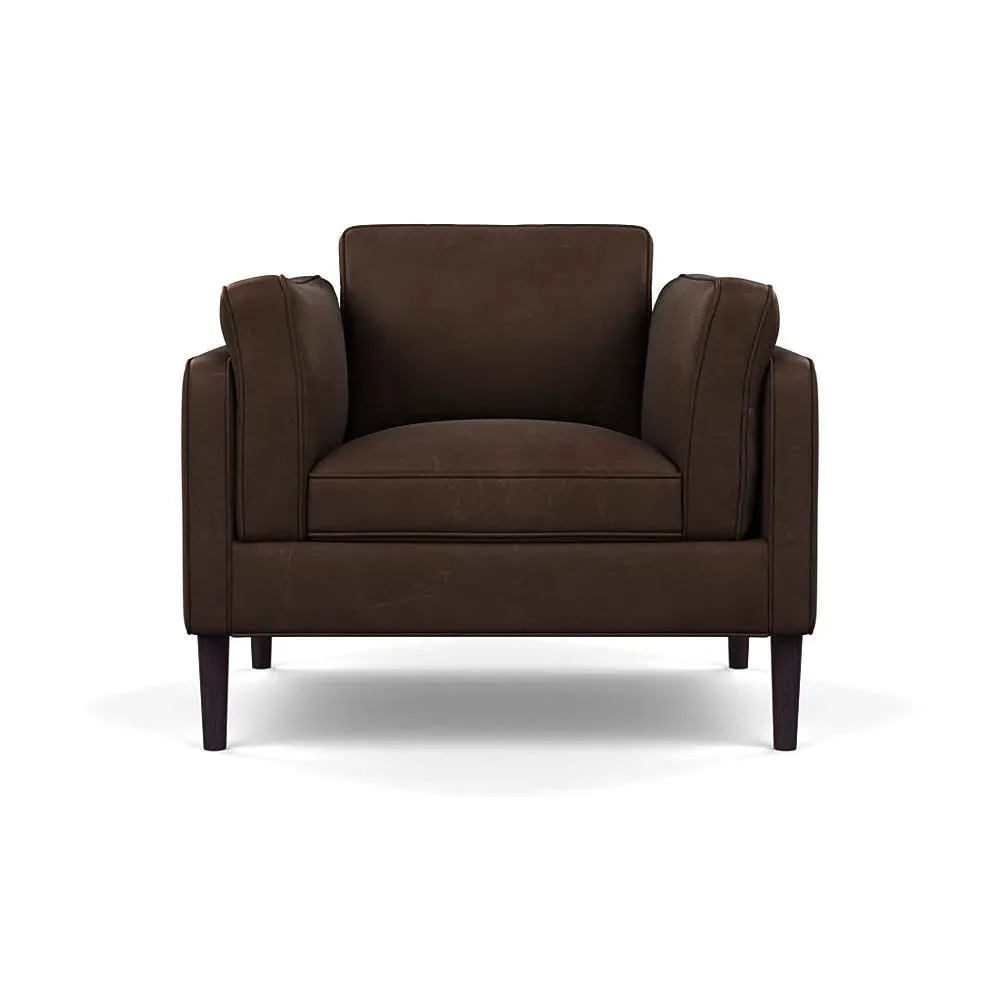Armchair with Wenge Feet - Brown, Leather