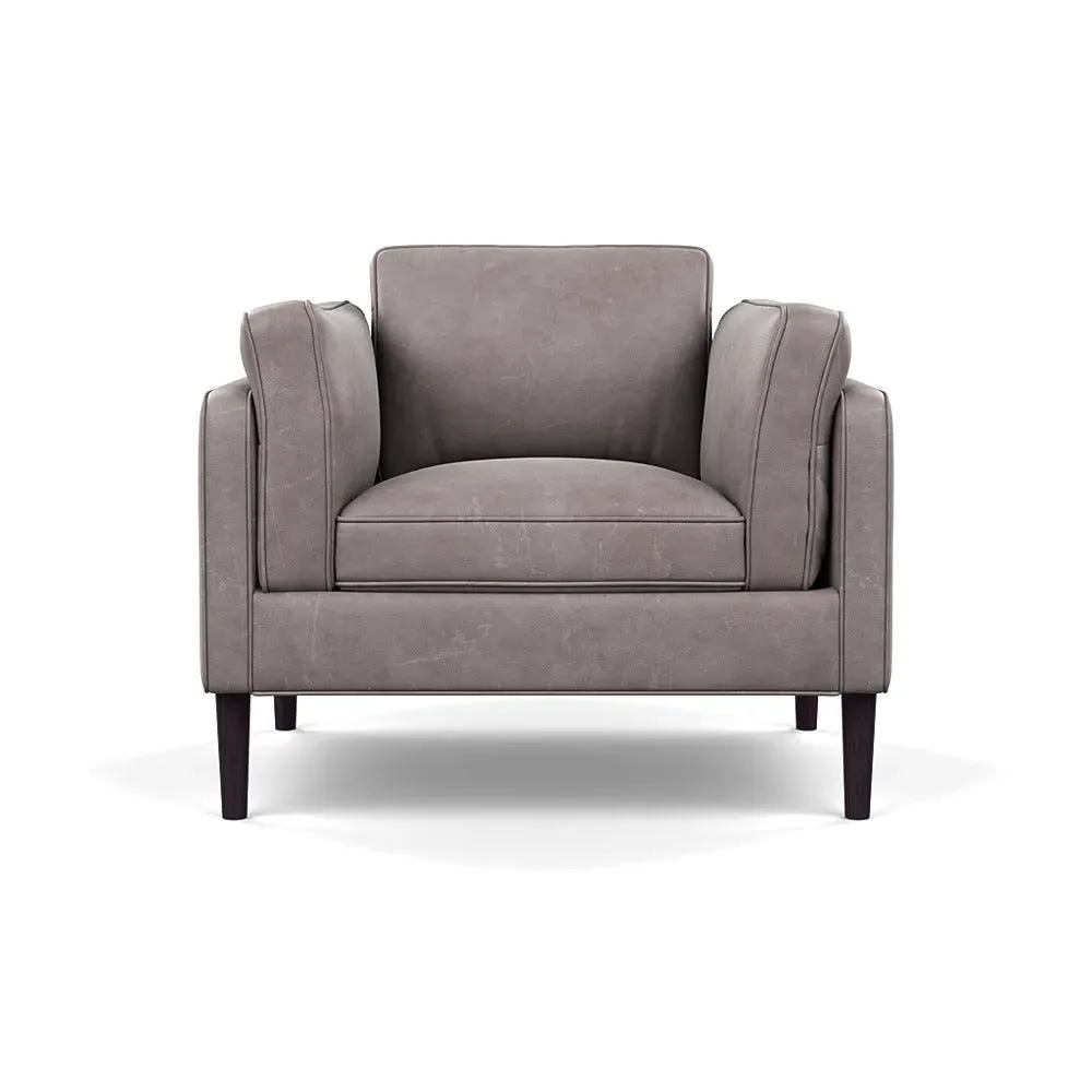 Armchair with Wenge Feet - Grey, Leather