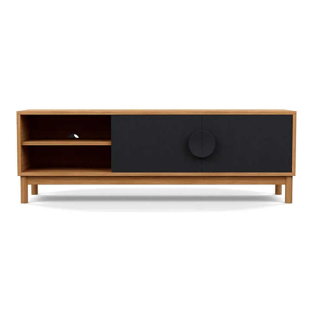 AV Unit with Stained Doors - Black, Wood image