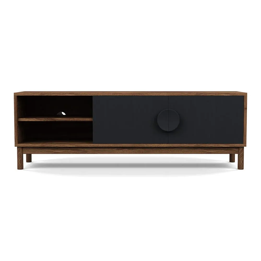 AV Unit with Stained Doors - Black, Wood
