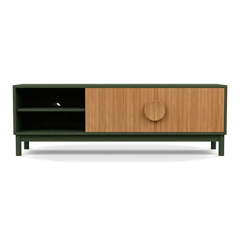 AV Unit with Stained Doors - Green, Wood