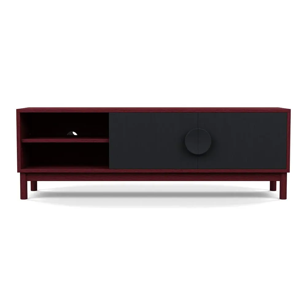 AV Unit with Stained Doors - Red, Wood