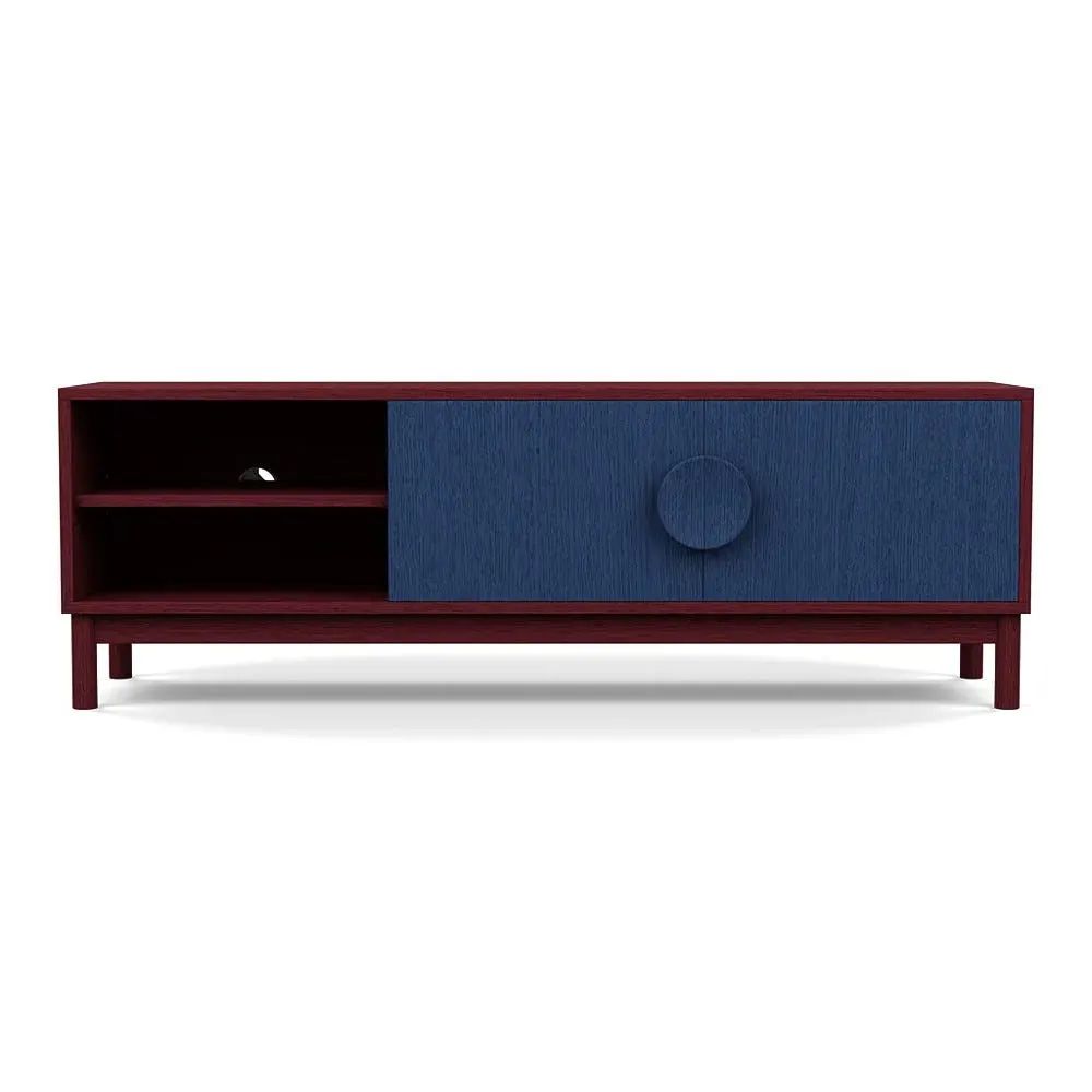 AV Unit with Stained Doors - Red, Wood