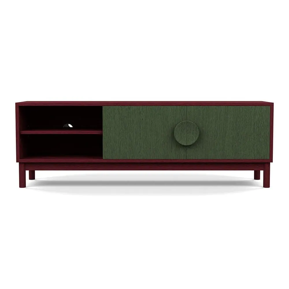 AV Unit with Stained Doors - Red, Wood