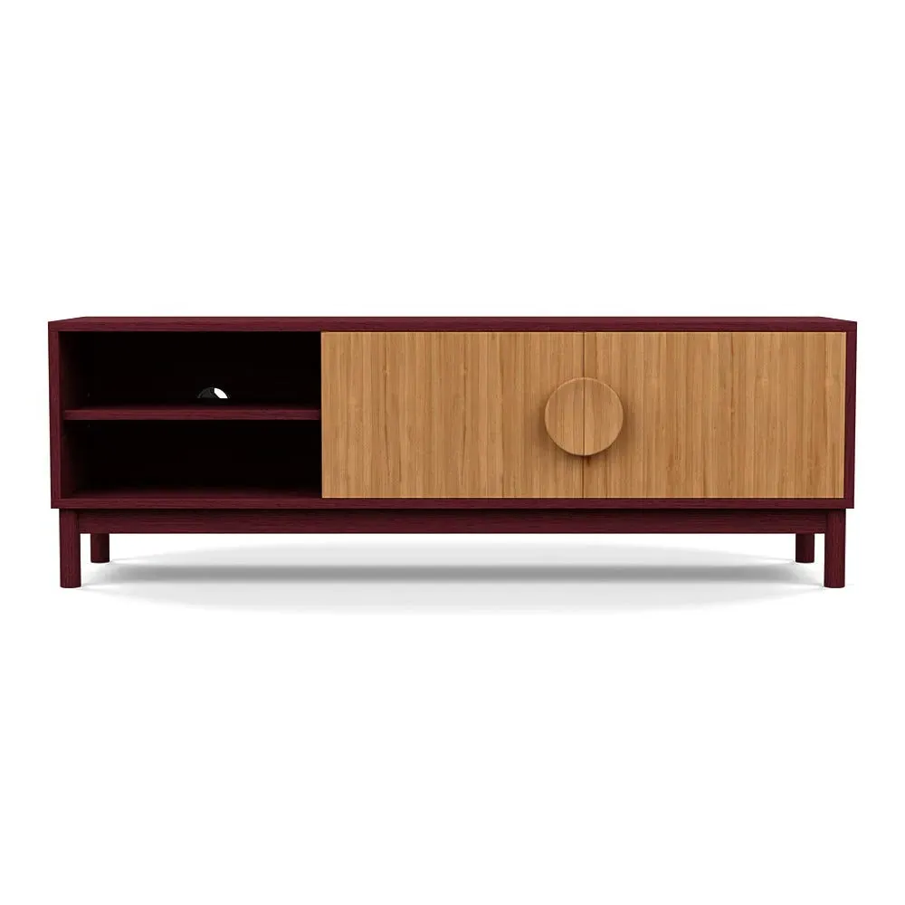 AV Unit with Stained Doors - Red, Wood