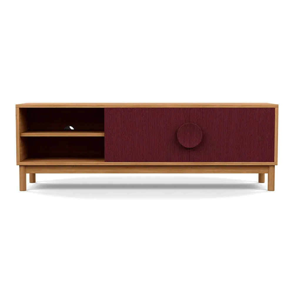 AV Unit with Stained Doors - Red, Wood