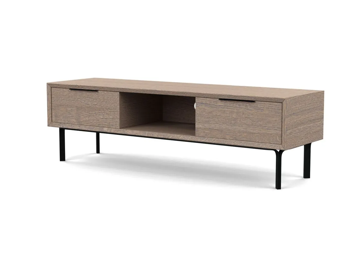 AV Unit with Storage - Grey Oak, Solid Wood image