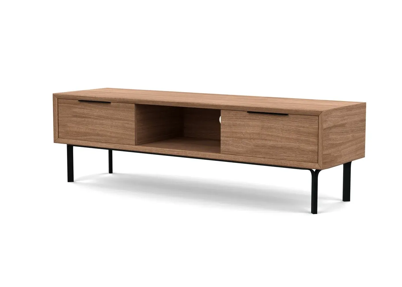 AV Unit with Storage - Smoked Oak, Solid Wood