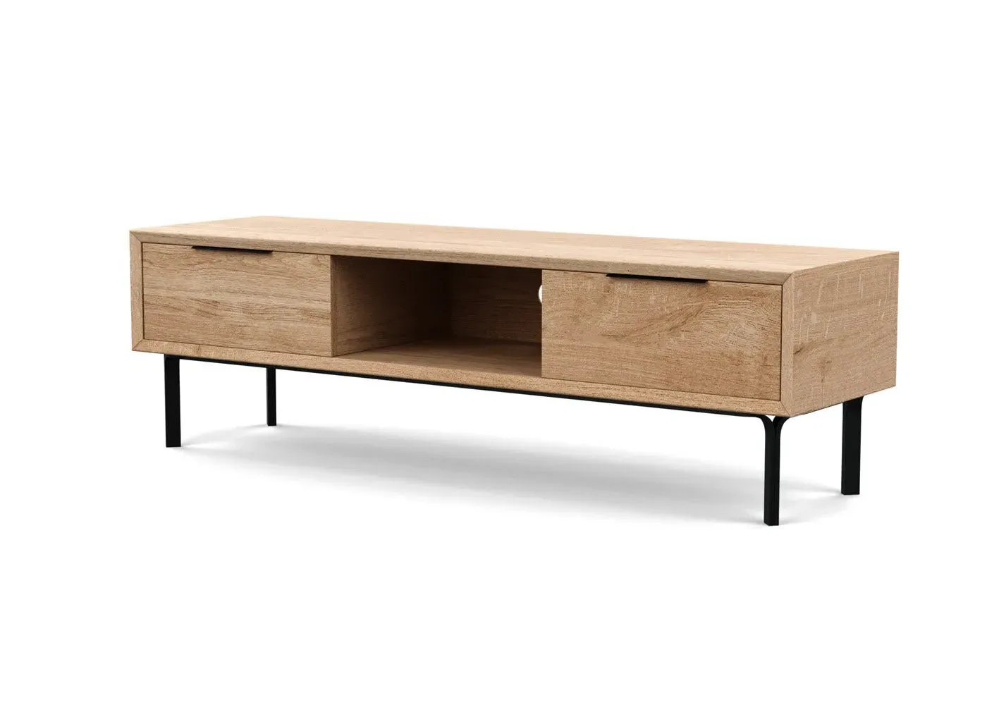 AV Unit with Storage - White Oak, Solid Wood