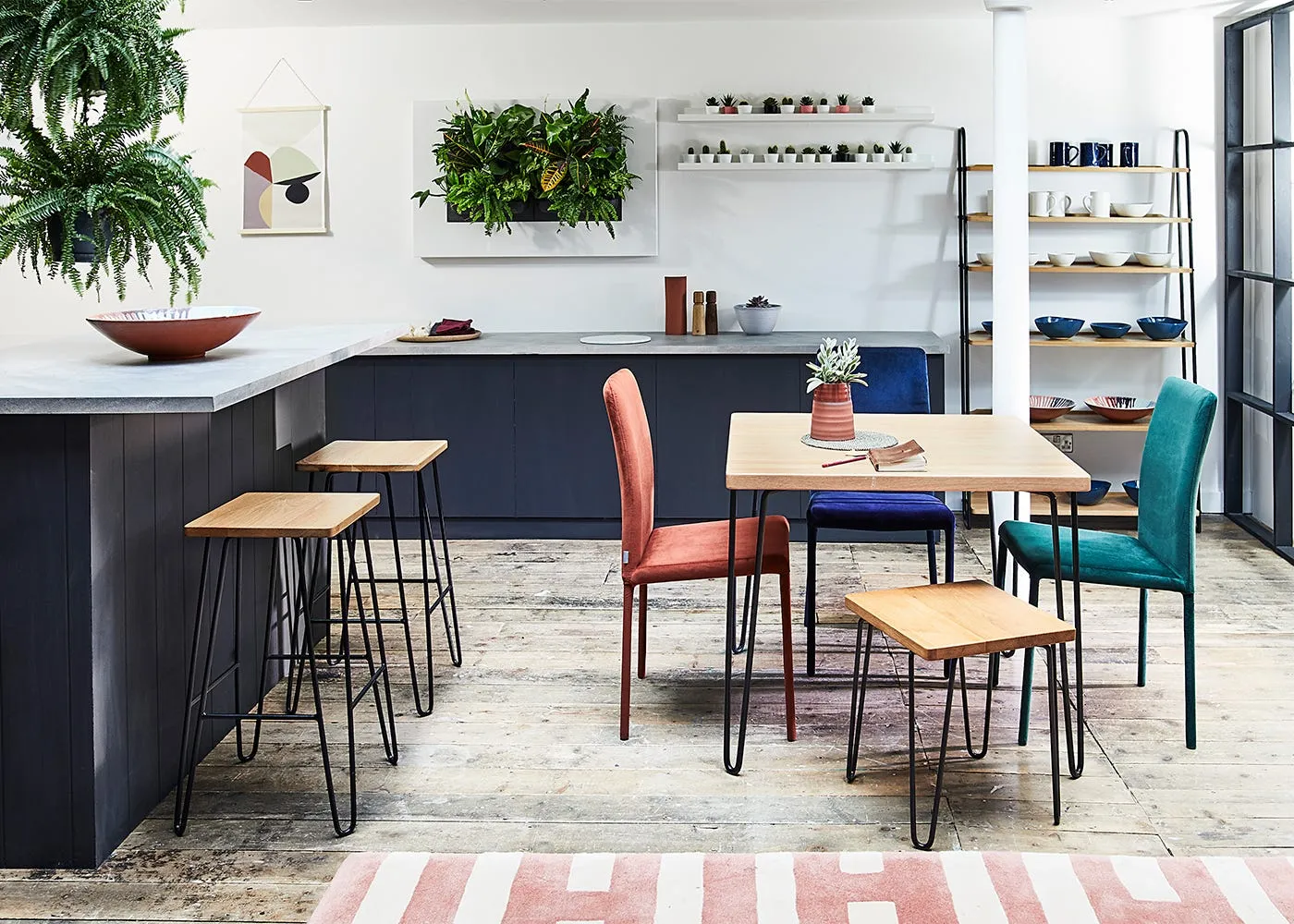 Bar Stool Industrial Style - Light Wood, Oak